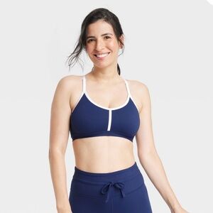 All in Motion Navy and White Sports Bra